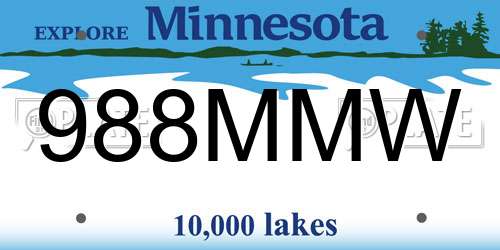 988MMW Minnesota License Plate
