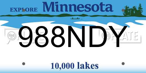 988NDY Minnesota License Plate