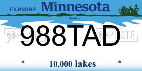 988TAD Minnesota License Plate