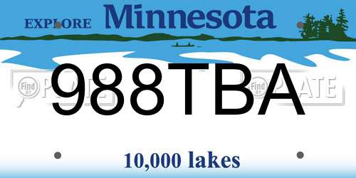 988TBA Minnesota License Plate