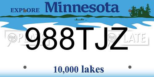 988TJZ Minnesota License Plate