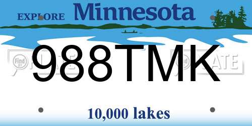 988TMK Minnesota License Plate