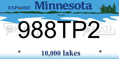988TP2 Minnesota License Plate