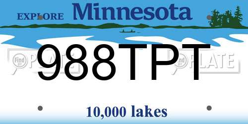 988TPT Minnesota License Plate