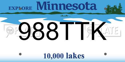 988TTK Minnesota License Plate