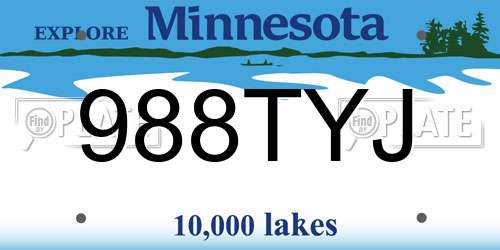 988TYJ Minnesota License Plate