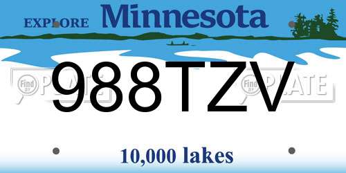 988TZV Minnesota License Plate