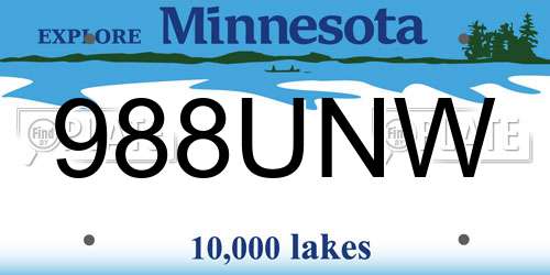 988UNW Minnesota License Plate