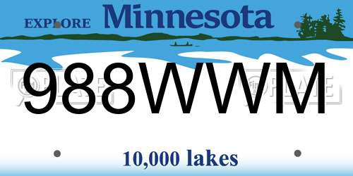 988WWM Minnesota License Plate