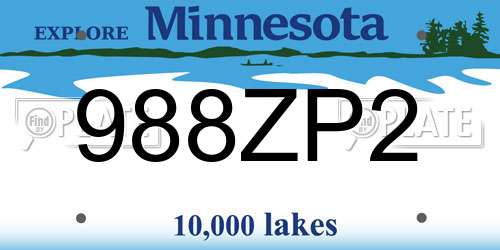 988ZP2 Minnesota License Plate