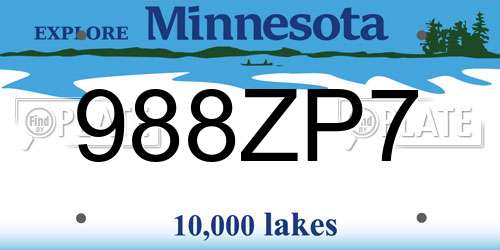 988ZP7 Minnesota License Plate