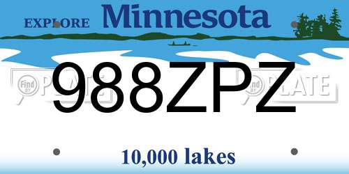 988ZPZ Minnesota License Plate