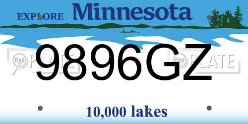 9896GZ Minnesota License Plate