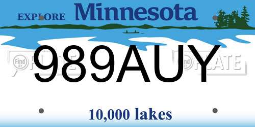 989AUY Minnesota License Plate