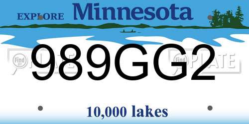 989GG2 Minnesota License Plate