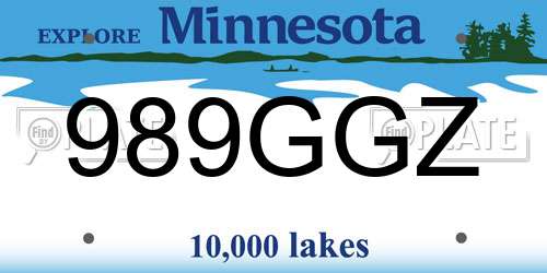 989GGZ Minnesota License Plate