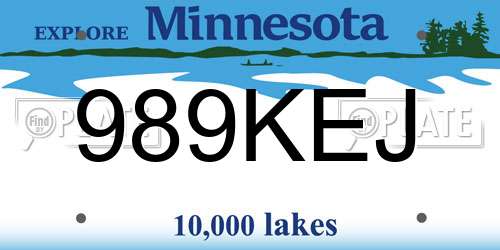 989KEJ Minnesota License Plate