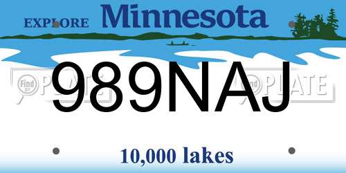 989NAJ Minnesota License Plate