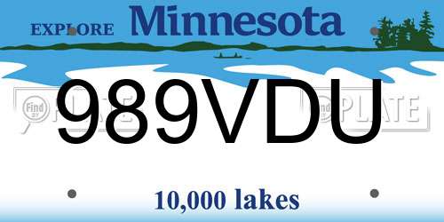 989VDU Minnesota License Plate