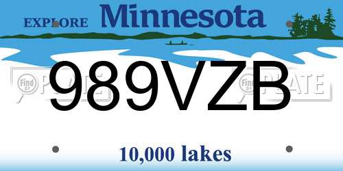 989VZB Minnesota License Plate