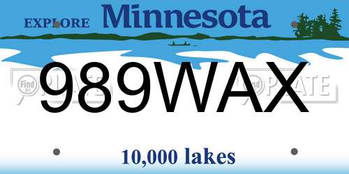 989WAX Minnesota License Plate