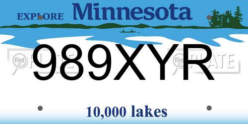 989XYR Minnesota License Plate