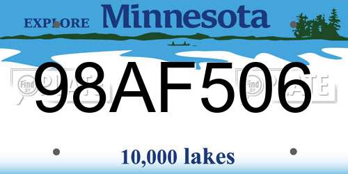 98AF506 Minnesota License Plate