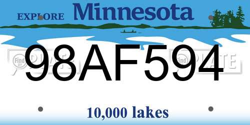 98AF594 Minnesota License Plate