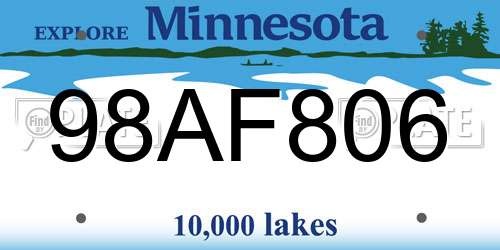 98AF806 Minnesota License Plate