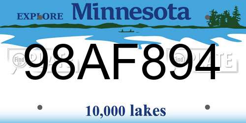 98AF894 Minnesota License Plate