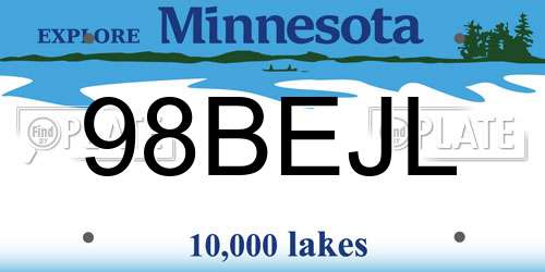 98BEJL Minnesota License Plate