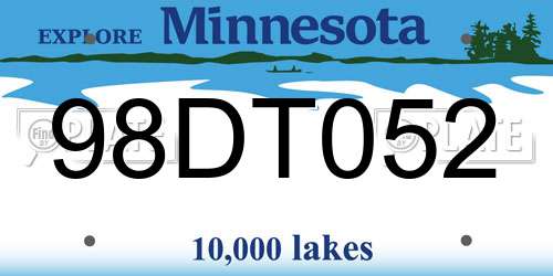 98DT052 Minnesota License Plate