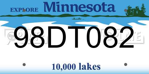 98DT082 Minnesota License Plate