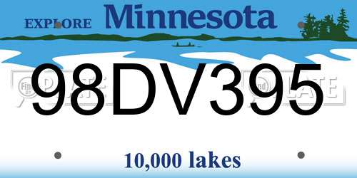 98DV395 Minnesota License Plate