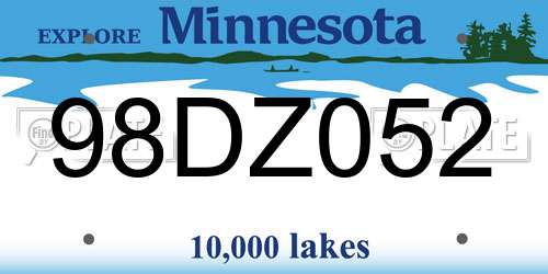 98DZ052 Minnesota License Plate