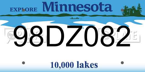 98DZ082 Minnesota License Plate
