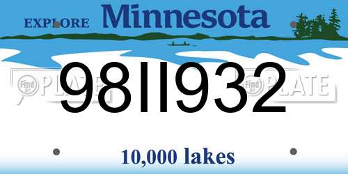 98II932 Minnesota License Plate