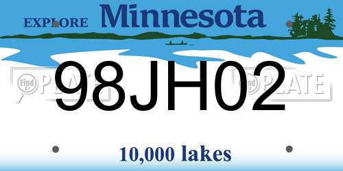 98JH02 Minnesota License Plate