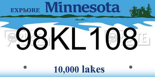 98KL108 Minnesota License Plate