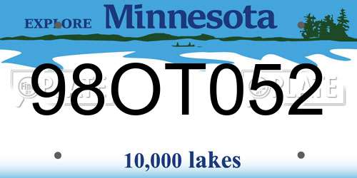 98OT052 Minnesota License Plate