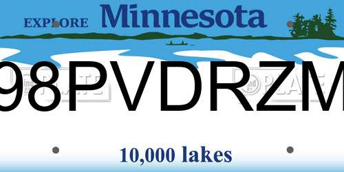 98PVDRZM Minnesota License Plate