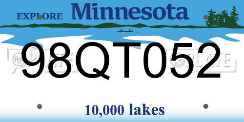 98QT052 Minnesota License Plate