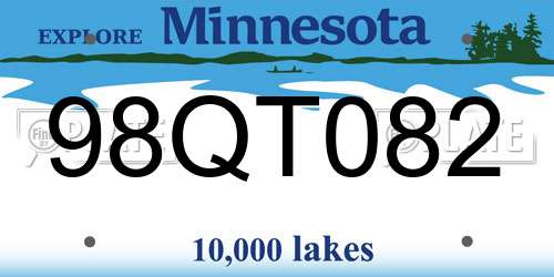 98QT082 Minnesota License Plate