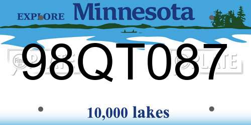 98QT087 Minnesota License Plate