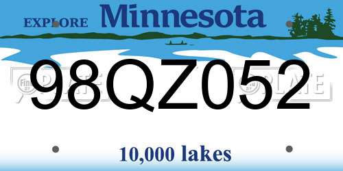 98QZ052 Minnesota License Plate