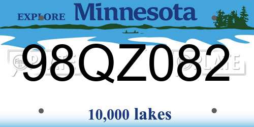 98QZ082 Minnesota License Plate