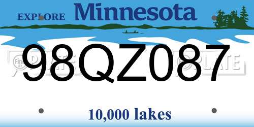 98QZ087 Minnesota License Plate