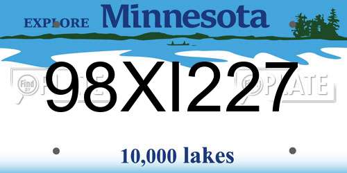 98XI227 Minnesota License Plate