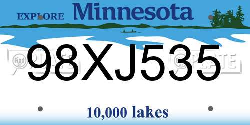 98XJ535 Minnesota License Plate