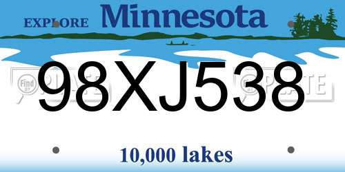 98XJ538 Minnesota License Plate
